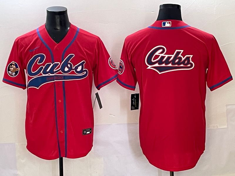 Men 2025 Chicago Cubs Blank Red Joint Name Nike MLB Jersey style 7